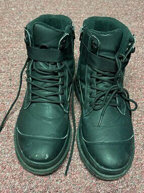 ALDO Men's Waterproof Black Lace-up Boots with Straps and Side Zippers Size 8
